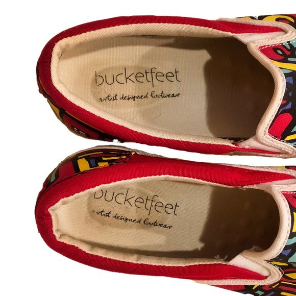 Red Abstract Design Bucketfeet Sneakers, Sz 7, EUC - Picture 5 of 7